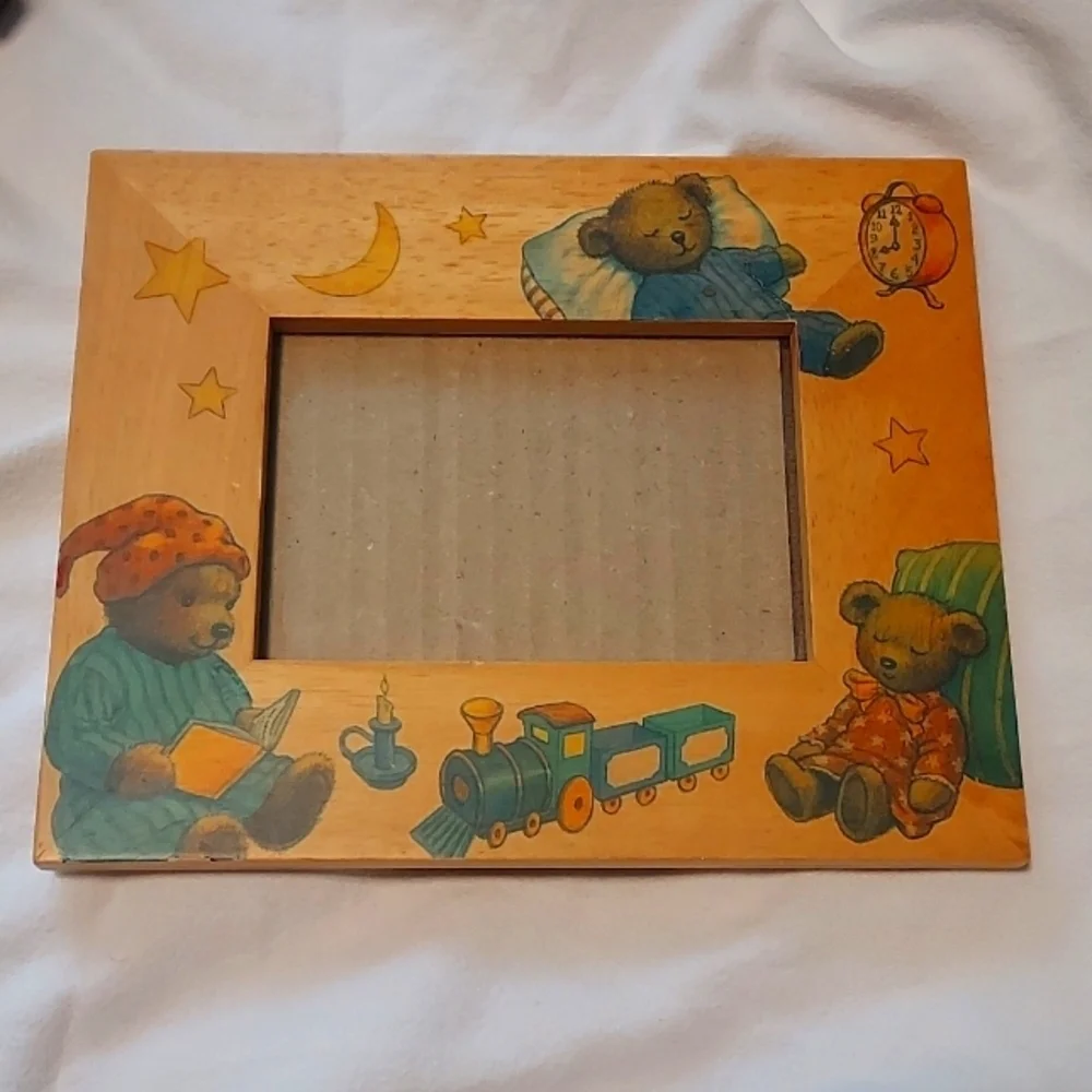 VINTAGE Fetco Teddy Bear wood Frame